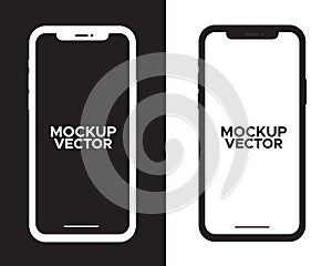 Mockup black and white iphone with blank screen