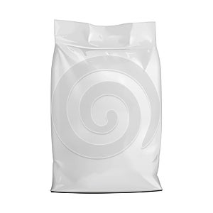 Mockup Blank Foil Or Paper Food Stand Up Pouch Snack Sachet Bag Packaging. Front View. Illustration Isolated On White