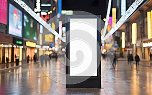 mockup of blank street billboard, banner, poster, bokeh background