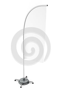 Mockup blank vertical flag on a pole for customizing. Template f