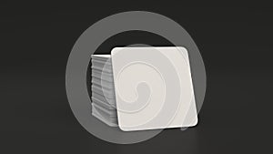 Mockup of blank white square beer coasters