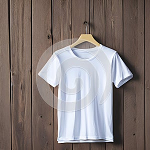 Mockup of a blank white tshirt. Blank template men white t shirt on hanger