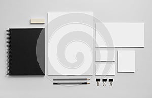 Mockup business brand template on gray background photo