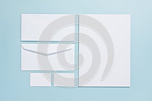 Mockup business branding template on pastel blue color background