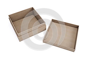 Mockup cardboard boxes for your design. Isolated on a white back