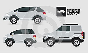 Mockup cars color white isolated icons