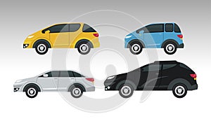 Mockup cars set colors isolated icons