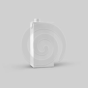 Mockup of clean white cardboard packaging for juice for design presentation