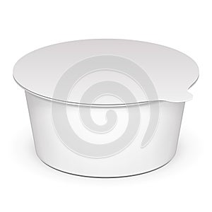 Mockup Closed Cup Tub Food Plastic Container For Dessert, Yogurt, Ice Cream, Sour cream Or Snack. Illustration Isolated