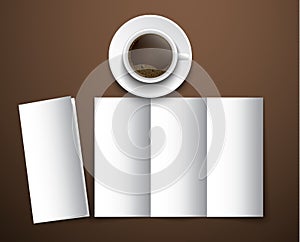 The mockup of the coffee menu with a cup of coffee
