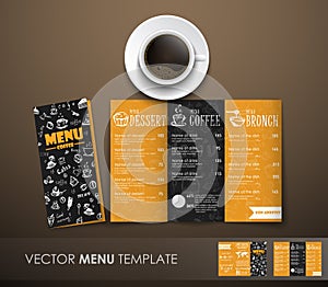 The mockup of the coffee menu with a cup of coffee