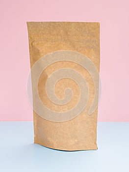 Mockup Craft paper bag for coffee with copy space for branding logo