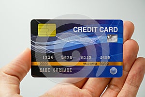 Mockup credit card, the popular payment method with plastic and chipcard card close up shot and  on white background photo