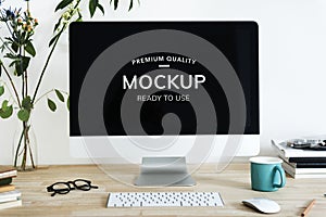 Mockup design space on computer screen photo