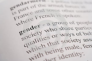 A mockup of a dictionarypage with the word Gender