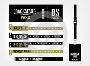 Mockup of different access control designs. Bracelets, ticket an