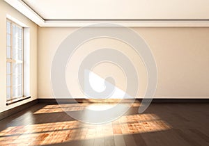 Mockup empty interior with large window. 3d rendering