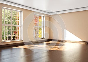 Mockup empty interior with large Windows. 3d rendering