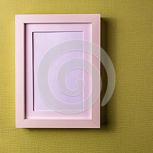 Mockup. Empty picture frame against pastel background.