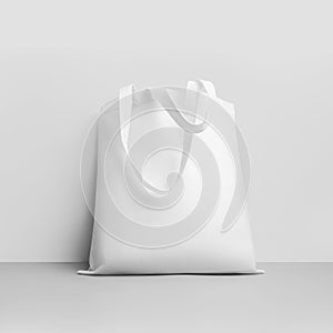 Mockup of fashion white totebag 3d rendering, texture bagging for design presentation