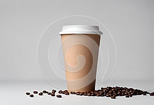 Mockup of female hand holding a Coffee paper cup isolated background, v6