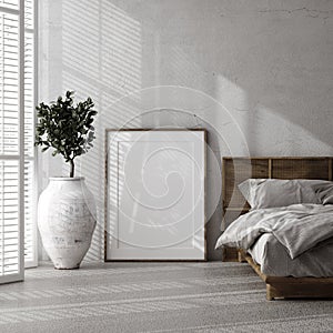 Mockup frame in luxury bedroom interior, loft style