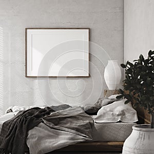 Mockup frame in luxury bedroom interior, loft style photo