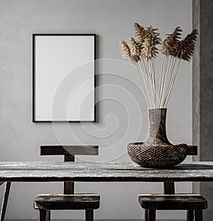 Mockup frame in Nomadic style interior background