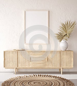 Mockup frame in Nomadic style interior background