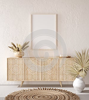 Mockup frame in Nomadic style interior background