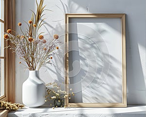 mockup of frame in wall