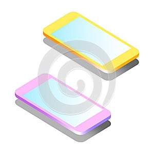 Mockup generic device. Smartphone frame blank screen, rotated position. UI UX smartphones set. Template for infographics