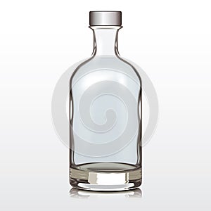 Mockup Glass Bottle Silver Cap, Vector Illustration Template