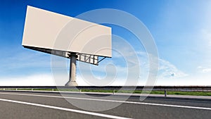 Mockup image of 3d rendering billboard beside highway