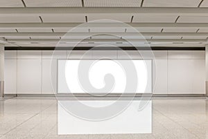 Mockup image of Blank billboard white screen posters and led in the subway station for advertising