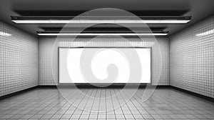 Mockup image of Blank billboard white screen posters and led in the subway station for advertising. Generative Ai