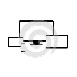 Vector mockup laptop computer tablet and mobile phone