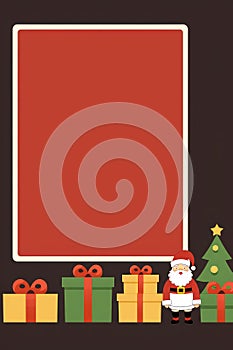 Mockup of letter to Santa Claus, cartoon style, blank sheet of paper. Happy New Year and Merry Christmas