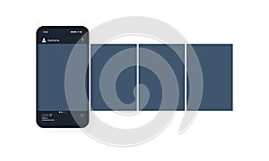 Mockup of the mobile app with open photo social network. Dark theme. Photo galery. Vector EPS 10. Isolated on white background photo