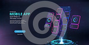 Mockup Mobile App UI, UX, KIT in 3D smartphone