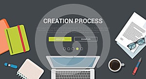 Mockup modern flat design concept for creative creation process