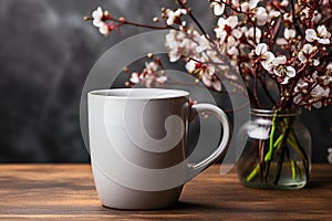 Mockup mug on a gray background generation AI