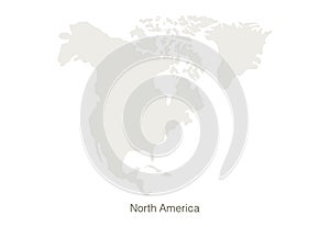Mockup of North America map on a white background. Vector illustration template