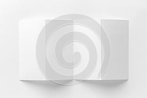 Mockup of opened four fold brochure at white background