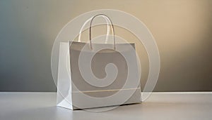 Mockup of paper bag, shop package. Marketing product cardboard packaging