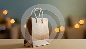 Mockup of paper bag, shop package. Marketing product cardboard packaging