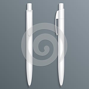 Mockup Pen, Pencil, Marker Set Of Corporate Identity And Branding Stationery Templates. Illustration Isolated On Gray