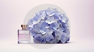 Mockup Perfume bottle with flower minimalism texture photography, Showcase Product, AI Generative