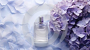 Mockup Perfume bottle with flower minimalism texture photography, Showcase Product, AI Generative