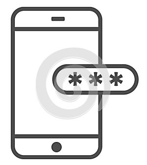 Mockup phone with encrypted password authentication. Two Factor Authentication or Multifactor Authentication icon